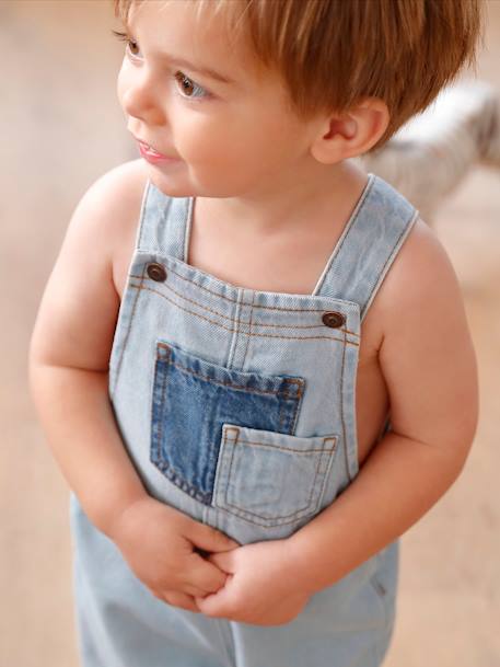 Peto vaquero con bolsillos a contraste para bebé denim bleached 