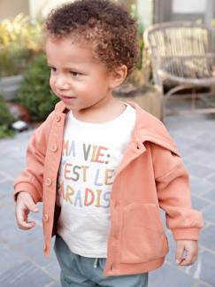 Bebé-Sudaderas, jerséis y chaquetas de punto-Chaquetas de punto-Cárdigan de felpa con capucha para bebé