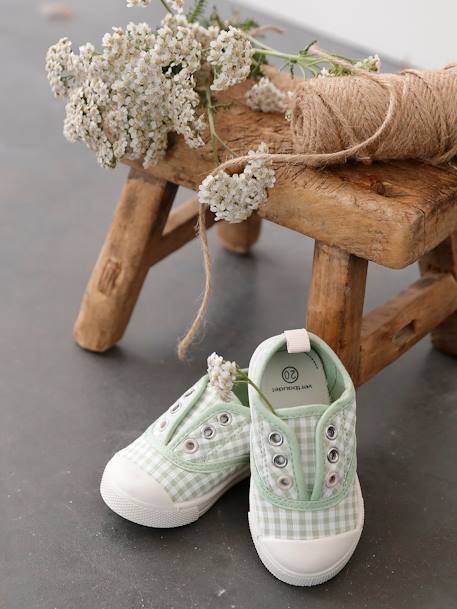 Zapatillas elásticas de tela, para bebé niña verde sauce - Vertbaudet