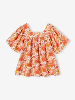 -Blusa de manga «mariposa» con estampado de flores para niña