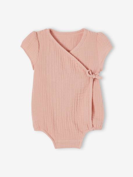 Bebé-Camisetas-Body personalizable de gasa de algodón con abertura de recién nacidos para bebé