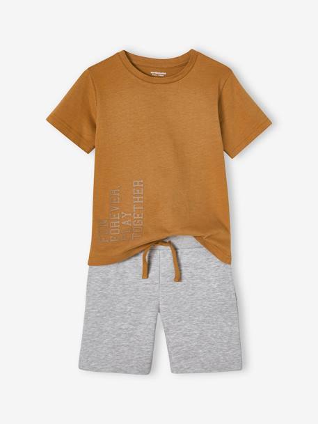 Conjunto de chándal para niño: camiseta + bermudas de felpa nuez de pacana 
