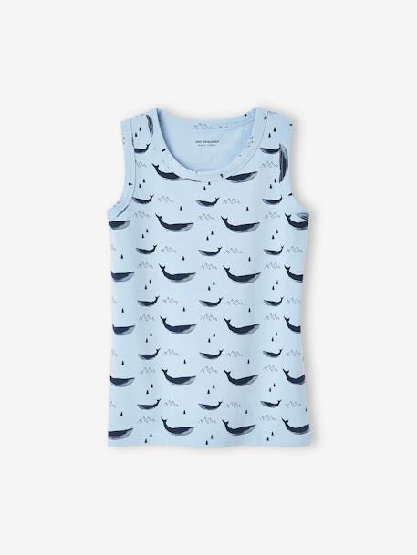 Lote de 3 camisetas de tirantes «Ballenas» para niño azul claro 