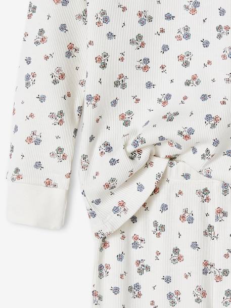 Pijama de punto de canalé, personalizable, con estampado de flores para niña crudo 