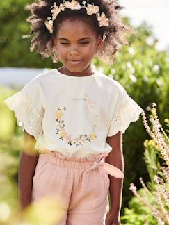 Niña-Camiseta con motivo de corona y detalles irisados para niña