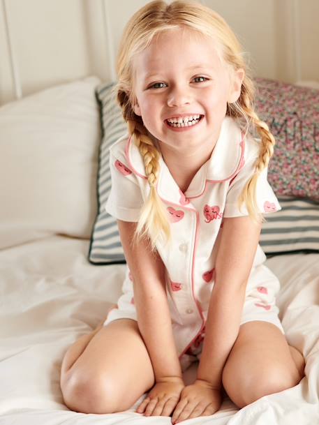Pijama con short con estampado de corazones «Bisou» para niña crudo 