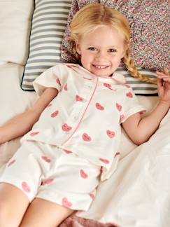 -Pijama con short con estampado de corazones «Bisou» para niña