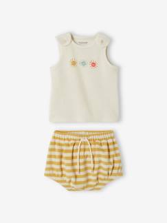 -Conjunto de felpa rizada para bebé: short y camiseta de tirantes