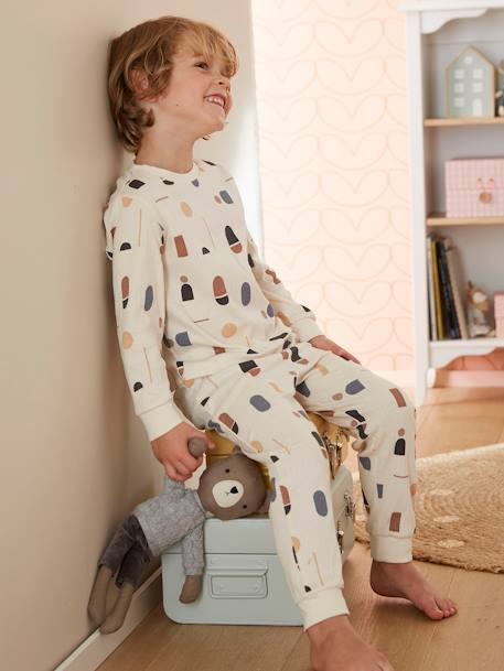 Pijama con un lado con estampado geométrico para niño crudo 