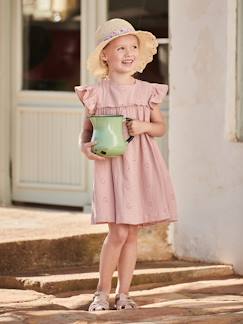 Vestidos-Niña-Vestido con bordado de flores para niña de gasa de algodón