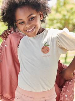Niña-Camiseta con mangas abullonadas y motivo de fruta en el pecho, para niña