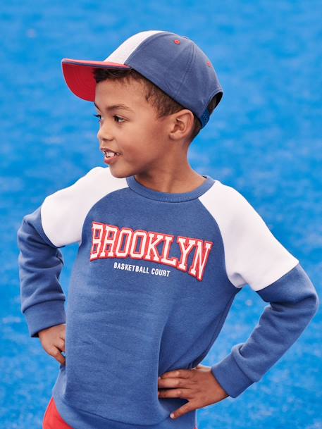 Sudadera deportiva «colorblock» del equipo de Brooklyn para niño azul eléctrico+nuez de pacana 