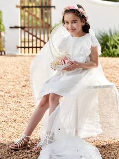 Vestidos-Niña-Vestido de fiesta con detalles de bordado inglés para niña