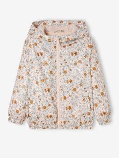 Niña-Abrigos y chaquetas-Chubasqueros y trench-Cortaviento con capucha y estampado de flores para niña
