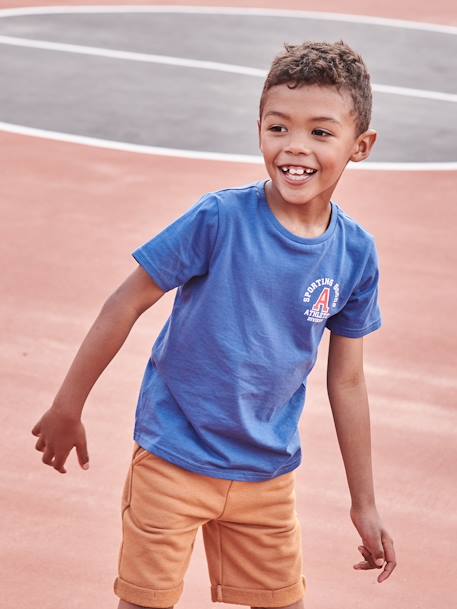 Camiseta deportiva con motivos, para niño azul eléctrico+gris jaspeado 