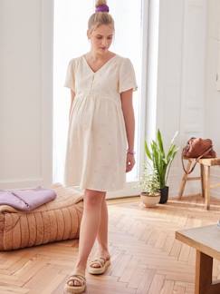 -Vestido de gasa de algodón bordado para embarazo y lactancia