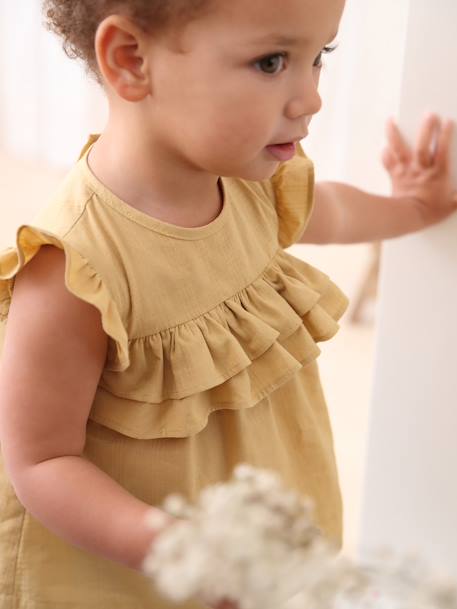 Blusa con volantes para bebé amarillo pálido 