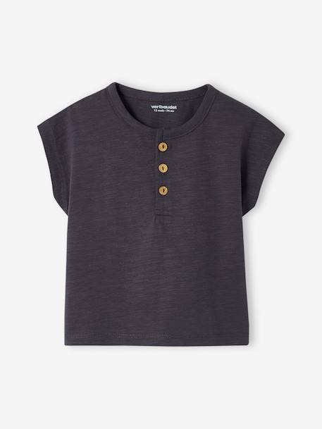 Conjunto para bebé: camiseta y peto a rayas crudo 