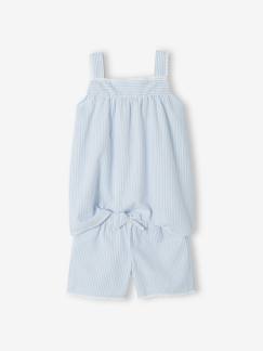 -Pijama con short a rayas para niña