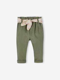 -Pantalón «paperbag» con cinturón para bebé