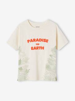 camisetas-Niño-Camisetas y polos-Camiseta con motivos exóticos y texto de tinta con relieve para niño