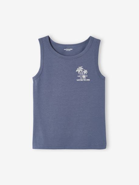 Pack de 2 camisetas de tirantes con la temática de palmeras para niño lote azul+lote blanco+lote verde 