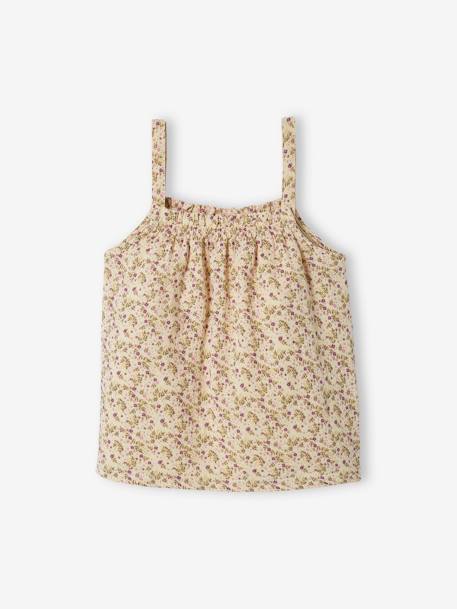 Blusa de tirantes de gasa de algodón, para niña beige arena+coral+ROSA CLARO LISO 