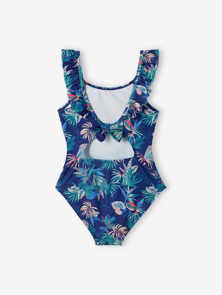 Bañador con estampado tropical para niña azul marino 