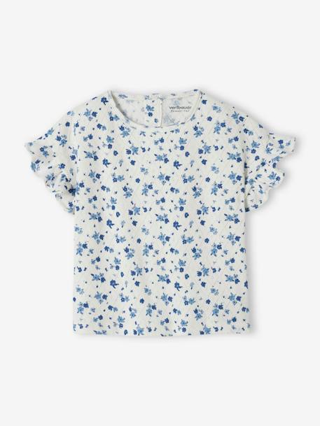 Camiseta de punto calado con flores para bebé crudo 