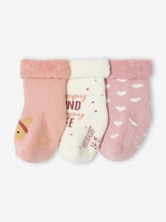 Ecorresponsables-Pack de 3 pares de calcetines Conejitos y Corazones, bebé niña