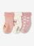 Pack de 3 pares de calcetines Conejitos y Corazones, bebé niña rosa maquillaje 
