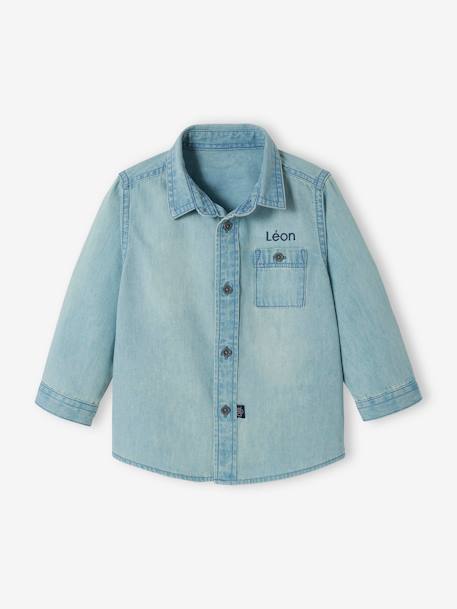 Camisa vaquera personalizable para bebé niño Azul claro lavado 