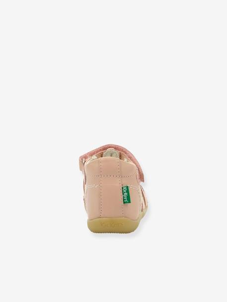 Sandalias de piel para bebé Bigflo-2 Iconique Biboo KICKERS® blanco+rosa 