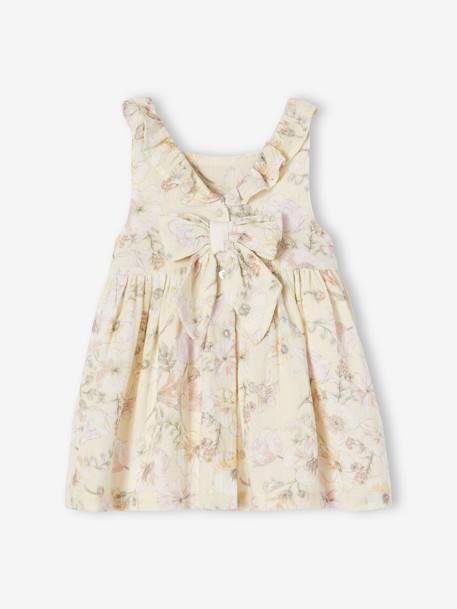 Vestido con estampado de flores de gasa de algodón para bebé crudo 
