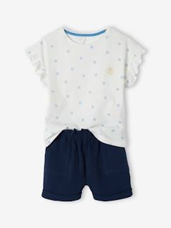 Niña-Conjunto de camiseta y short de gasa de algodón para niña