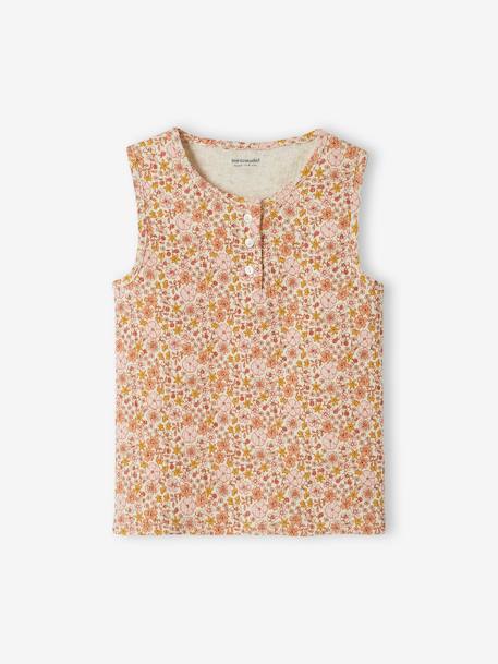 Camiseta de tirantes de punto de canalé con flores para niña multicolor 