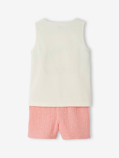 Pijama con short «flamenco rosa» de gasa 100% algodón para niña rosa 