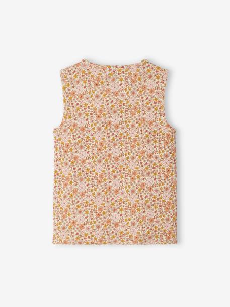 Camiseta de tirantes de punto de canalé con flores para niña multicolor 