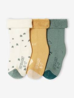 Ecorresponsables-Pack de 3 pares de calcetines estrellas, nube y sol para bebé