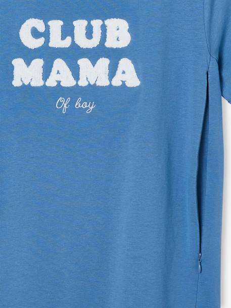Camiseta con mensaje para embarazo y lactancia, personalizable, de algodón orgánico AZUL MEDIO LISO CON MOTIVOS+GRIS OSCURO LISO CON MOTIVOS+mostaza 