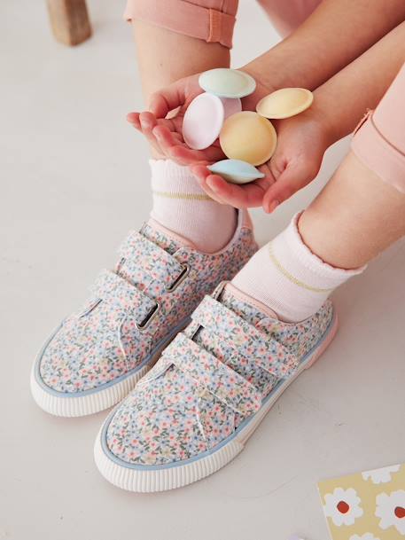 Zapatillas deportivas infantiles de lona con cierre autoadherente rosa 