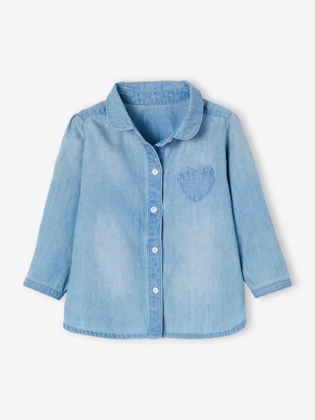 Ecorresponsables-Bebé-Blusas, camisas-Camisa vaquera lavada, personalizable, para bebé niña