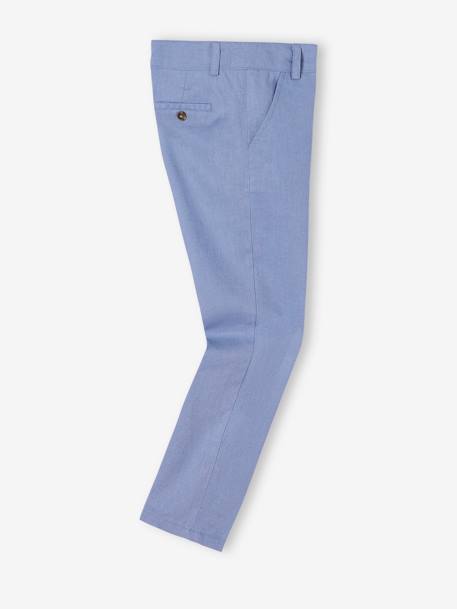 Pantalón chino de algodón y lino para niño azul+AZUL OSCURO LISO CON MOTIVOS+BEIGE CLARO LISO CON MOTIVOS+verde sauce 