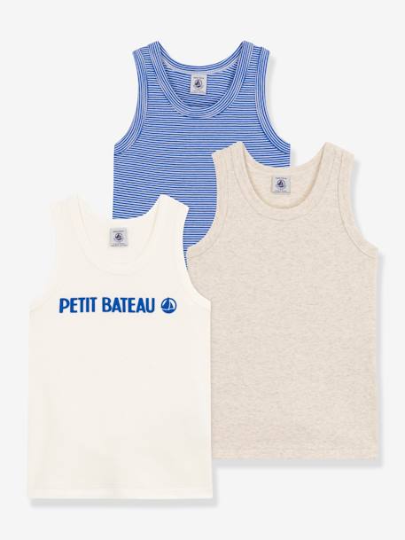 Pack de 3 camisetas de tirantes de algodón orgánico PETIT BATEAU blanco 