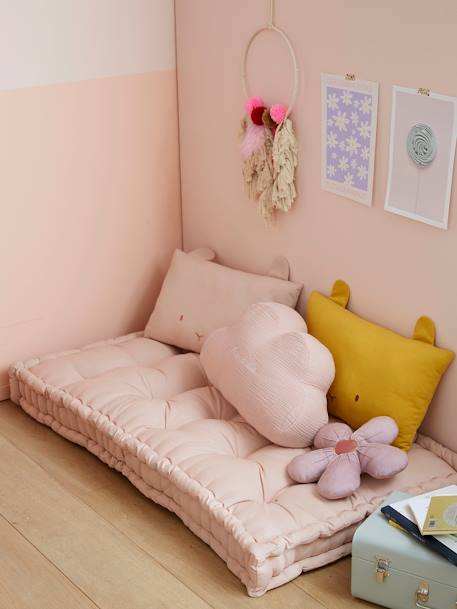 Colchón de suelo estilo futón mostaza+rosa maquillaje+verde sauce 