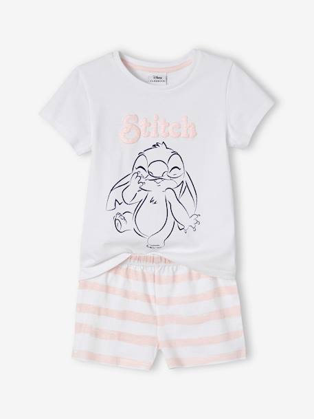 Pijama con short Disney® Stitch para niña rayas rosa 