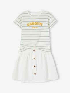 -Conjunto de camiseta y falda de gasa de algodón para niña