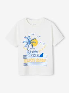 Camiseta con motivo de paisaje y detalles de tinta con relieve para niño