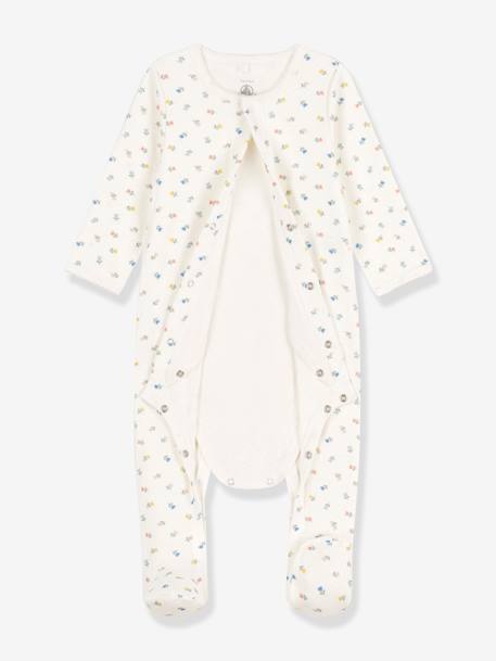 Body?pijama de algodón orgánico PETIT BATEAU blanco 