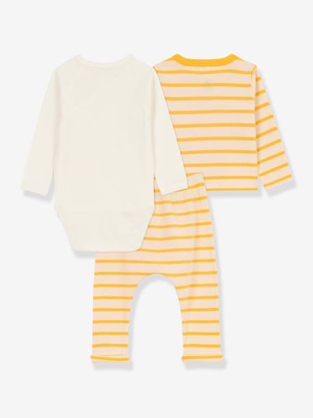 Conjunto de 3 prendas de algodón orgánico para recién nacido PETIT BATEAU beige 